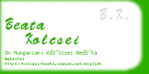 beata kolcsei business card